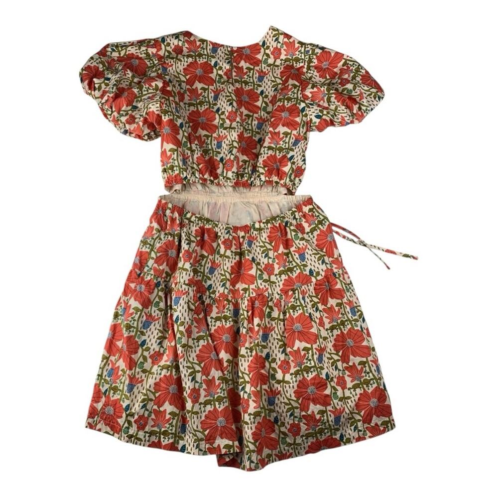 &merci women's large Floral Dress open back Red white cream bridal garden sun - Picture 2 of 12